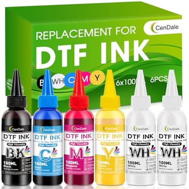 CenDale DTF Ink 600ML - Upgraded 3.0-5.0 cP Viscosity DTF Transfer Ink for Epson ET-8550 XP-15000 L1800 L805 R1390 R2400 1430 DTF Printers, Heat Transfer Printing to DTF Film, No Sediment