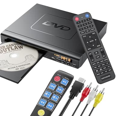 DVD Players for TV with HDMI, DVD Players That Play All Regions, Simple DVD Player for Elderly, CD Player for Home Stereo System, Included HDMI and RCA Cable, with Big Buttons Remote Control