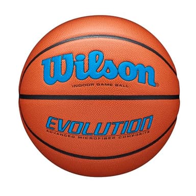 WILSON Evolution Indoor Game Basketball, Royal, Scarlet, Size 6 - 28.5"