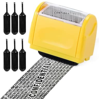 Identity Theft Protection Roller Stamps - Confidential Roller Stamp Including 6-Pack Refills, Anti Theft, Privacy & Security Stamp, Designed for ID Blackout Security