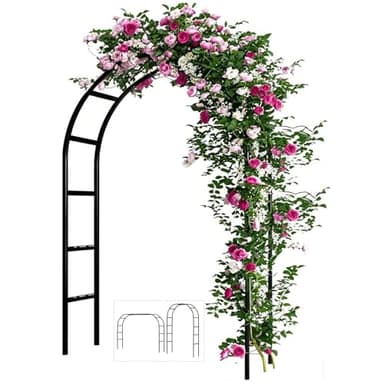 Adorox 7.8ft Garden Arch Trellis for Climbing Plants, Metal Arch Frame, Pumpkin Archway Outdoor Garden Arbors and Arches for Halloween Christmas Birthday Party Baby Shower Decoration(Black)