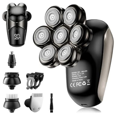 SHPAVVER Head Shavers for Bald Men: 5-in-1 Upgraded Electric Razor - IPX7 Waterproof Shaving Grooming Kit for Balder - Turbo Speed & Precision Blades Valentine's Day Gifts (Ink Black)