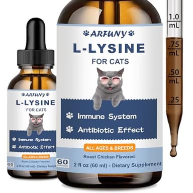SANTKOL L-Lysine Supplement for Cats - Immune Support - 60ML Lysine for Feline Respiratory, Sneezing, Runny Nose, Eye Function - Natural Cat Antibiotic Drops - Roast Chicken Flavor