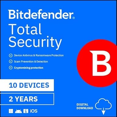 Bitdefender Total Security - 10 Devices | 2 year Subscription | PC/MAC |Activation Code by email
