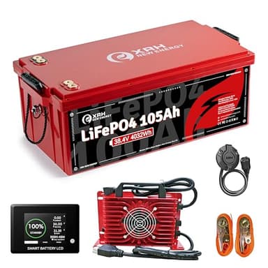 36V(38.4V) LiFePO4 Lithium Battery Built-in 250A BMS,with 36V 20A Lithium Battery Charger,Mobile APP,Touch Monitor,Port Plug,Retention strap,6000+Cycles,Perfect for Golf Carts. (Plastic)