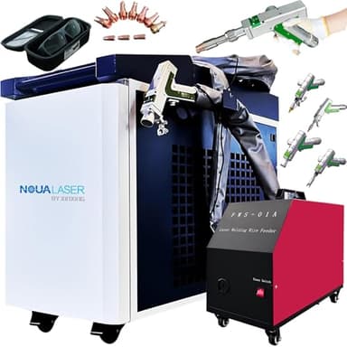 Double Wobble 3000W 4-In-1 Laser Welding Machine, Handheld Fiber Laser Welder Cutter Rust Removal Cleaner for Metal(0.2-8mm), Continuous Work & Easy to Operate, Auto Wire Feeder, Industrial&Home 380V