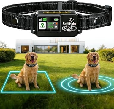 GPS Wireless Dog Fence System – Invisible Electric Anti Escape Collar, No Subscription, Circular 65-9,840 ft & Irregular Fence. 3 Modes, Waterproof, Stops Digging & Jumping, for Medium & Large Dogs
