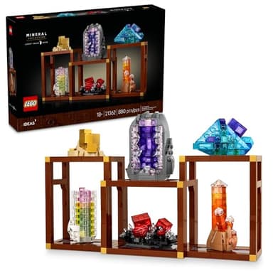 LEGO Ideas Mineral Collection Building Set for Adults, Ages 18+ - Bedroom or Office Decor with 3 Display Shelves - Unique Gift Idea for Men & Women - 21362
