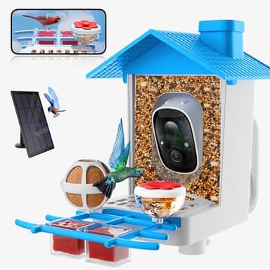 Twesync Bird Feeder with Camera, 2K HD Video Capture, 5000mAh Battery with Solar Panel, Instant Arrival Alerts, Live View, AI Species Identification, Perfect for Bird Lovers