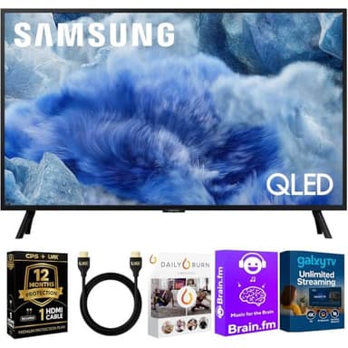 Samsung 55-Inch Q8F QLED 4K Smart TV, Quantum Dot, HDR+, 144Hz VRR, Slim Metal Design, Voice Remote, Includes 2-Year Warranty, AUX HDMI Cable & Streaming Bundle