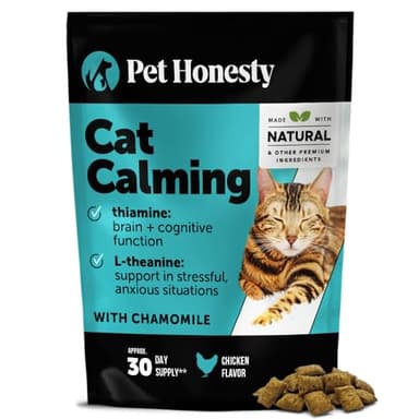 Calming Chews for Cats - Cat Anxiety Relief + Helps Reduce Stress - Behavioral Support & Promotes Relaxation for Travel, Boarding, Vet Visits, Separation Anxiety - Chicken (30-Day Supply)
