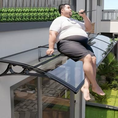 Awning for Door Entrance - 118" x 39" Crystal Clear Exterior Door & Window Awning with Aluminum Bracket | All-Weather Waterproof, UV & Snow Protection | Easy to Install Patio Cover(Crystal Clear)