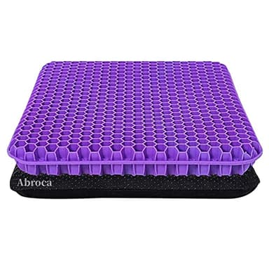 Gel Seat Cushion for Long Sitting, Double Thick Office Desk Home Wheelchair Seat Cushions for Back Hip Sciatica Tailbone Pain Sore Pressure Relief, Gel Cooling Game Chair Pads for Car Truck Driver