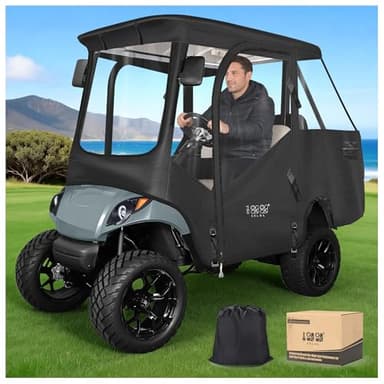 10L0L 4 Passenger Golf Cart Enclosure fit Yamaha G14 G16 G22 G29 Drive and Drive 2, 600D Heavy Duty 4 Person Yamaha Rain Cover with Clear PVC Windshield,Waterproof UV Block Oxford Cloth