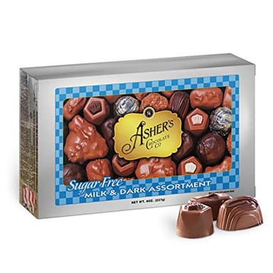 Asher's Sugar Free Chocolate Candy Assortment - Kosher, Milk & Dark Chocolates (15 pieces, 8 oz.)