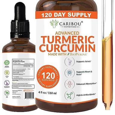 Liquid Turmeric Curcumin with Bioperine for Enhanced Absorption - Turmeric Curcumin Supplement for Joint Support - Turmeric Extract with Black Pepper - 2 Month Supply - 4oz
