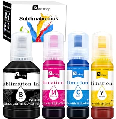 Pinckney Sublimation Ink Refill for EcoTank Printer ET-2400 ET-2720 ET-2760 ET-2800 ET-2803 ET-2830 ET-4800 ET-3760 ET-2850 ET-4700 ET-15000, Vibrant Color ICC-Free
