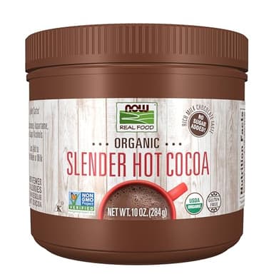 NOW Foods, Organic Cocoa Lovers™ Slender Hot Cocoa, No Sugar Added, Certified Non-GMO, Kosher, 10-Ounce