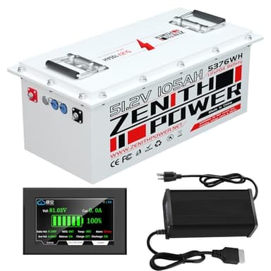 48V 105Ah LiFePO4 Golf Cart Lithium Battery, 200A BMS, 20A Charger, 4.3in LCD Display, 4000+ Deep Cycle Lithium Battery, Replacement for Lead-Acid in EZGO, Club Car, Yamaha