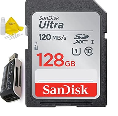 128GB Ultra Class 10 SDXC UHS-I SD Memory Card for Canon EOS Rebel T8i T7i T7 T6i T6S T6 T5i T5 T3i SL2 SL1 EOS 90D 80D 77D 70D EOS 9000D 800D 760D 750D DSLR Camera + Accessories