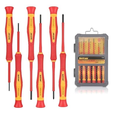 HURRICANE Premium 1000V Precision Insulated Screwdriver Set, 6 Piece Mini Electrician Screwdrivers with S2 Steel, SL1.8/2.0/2.5/3.0mm & PH00/PH0, VDE Certified, Professional Electrical Repair Kit
