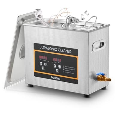 Ultrasonic Cleaner with Heater and Timer, Stainless Steel Ultrasonic Washing Machine, Professional Sonic Cleaning for Parts, Bike Chain, Metal Engine Parts, Gun (6.5L)