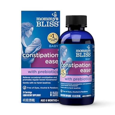 Mommy's Bliss Constipation Ease + Prebiotics, Relieves Occasional Constipation, Gentle & Safe, No Harsh Laxatives, 4 Fl Oz Bottle (Pack of 1)