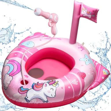 HopeRock Unicorn Pool Floats for Toddlers and Kids, with Water Gun, Pool Toys for 3-8 Years Old Girls, Inflatable Swimming Pool Toys