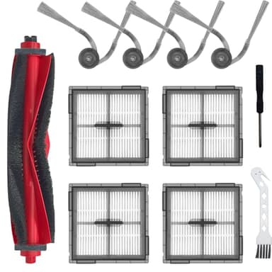 Replacement Parts for Roborock Q10 S5, Q10 X5, Q10 S5+, Q10 X5+ Robot Vacuum Cleaner Accessories, 1 Main Brush, 4 Side Brushes, 4 Filters, 1 Cleaning Tool, 1 Screwdriver