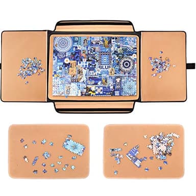 1500 Pieces Jigsaw Puzzle Board, Portable Puzzle Board, 25"×35.43" Jigsaw Puzzle Table Board, Puzzle Keeper Puzzle Caddy with Sorting Trays & Detachable Board,Non-Slip Surface