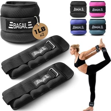 BAGAIL Ankle Wrist Weights for Women & Men, One Pair of 1/2/4/6/8/10 LBS Wearable Leg Arm Weights with Sleek Design & Secure Fit for Walking, Running, Pilates, Home Fitness & Physical Therapy - 2lb, Black