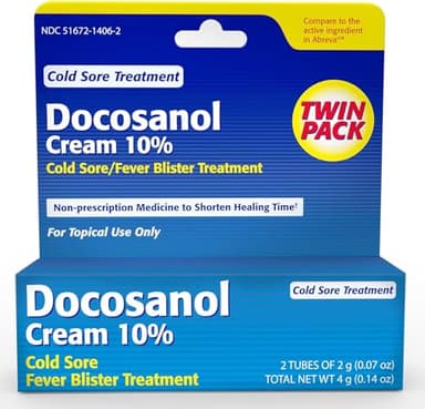 TARO Cold Sore & Fever Blister Treatment - Fast-Acting Docosanol 10% Cream - Cold Sore & Fever Blister Treatment for Lips, Anti-Itch Formula for Effective Relief and Healing - 0.14 oz (2 Pack)