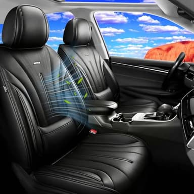 FiveFox Fit RAV4 Car Seat Covers for Select Toyota RAV 4 2013-2026 /RAV4 Hybrid - Premium Full Coverage Leather, Waterproof & All Weather Seat Cushion Protector, Full Set, Black