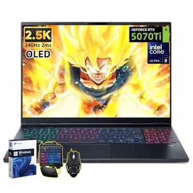 acer Predator Helios Neo 16S AI Gaming Laptop, NVIDIA RTX 5070 Ti 12GB GDDR7, 16" 2.5K 240Hz OLED Display, Intel Ultra 9 275HX, RGB Backlit Keyboard, 64 GB DDR5, 1 TB SSD, Windows 11 Pro, Accessories