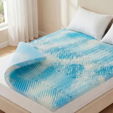 Sweetcrispy 4 in Memory Foam Mattress Topper Queen, 5-Zone Gel Infused Cooling Toppers Pad for Twin Size Bed, Sleeper Sofa, RV, Camper, CertiPUR US Certified, Ventilated and Breathable
