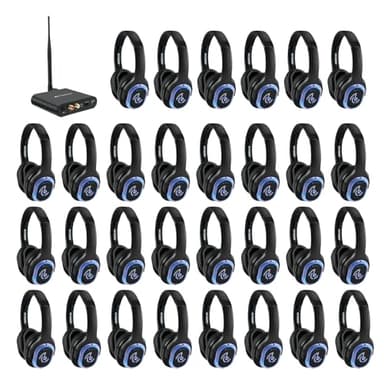 Retekess TA003 Silent Disco Headphone System,Wireless Silent Disco LED Light Headphones, Stereo and HiFi Sound, Silent Party Headphones for Music Events, Bar, Silent Conference (30 Pack)