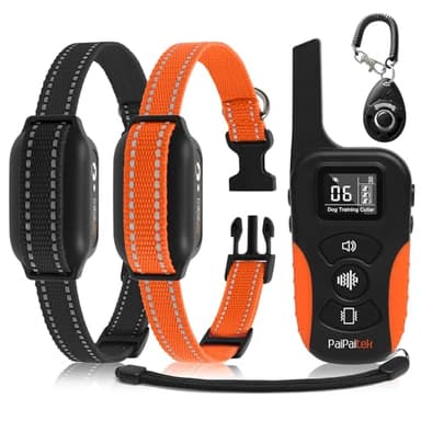 PaiPaitek Dog Vibration Collar with Controller for 2 Dogs No Shock, 9 Types of Beeps and Vibrations, 3300ft Range & Upgraded Waterproof Training Collar for Dogs 5-120lbs - No Prongs
