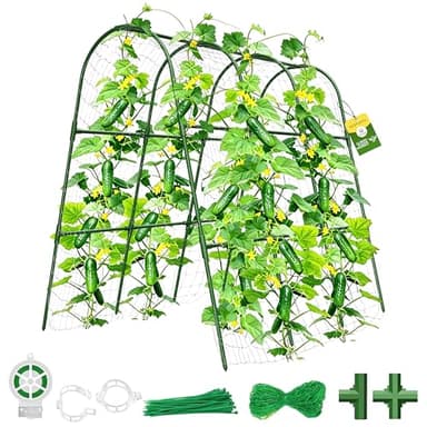 MQHUAYU Cucumber Trellis for Raised Bed,U-Shape Garden Trellis for Climbing Plants Outdoor, Metal Arch Vegetables Trellis, Plant Support for Vine (Green, 47.2x47.2 X21.6)
