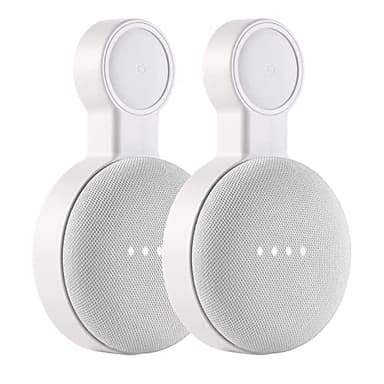 PEF Outlet Wall Mount Holder for Google Nest Mini and Google Home Mini, A Space-Saving Accessories with Cord Management for Google Mini Smart Speaker, No Messy Wires or Screws (2 Pack)