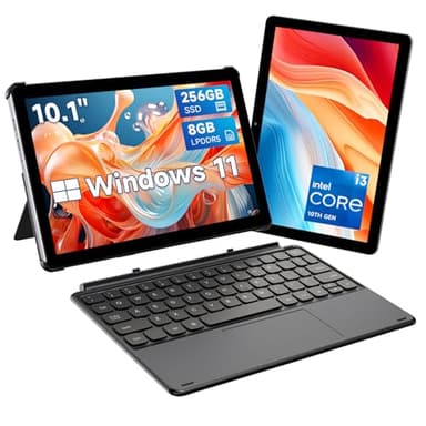 CHUWI 2 in 1 Laptop 10.1", Intel Core i3 (3.9GHz), 8GB RAM 256GB SSD, Windows 11 Tablet with Magnetic Keyboard, WiFi 6, BT 5.3, Dual Cameras, HD IPS Touchscreen, HDMI,USB 3.2