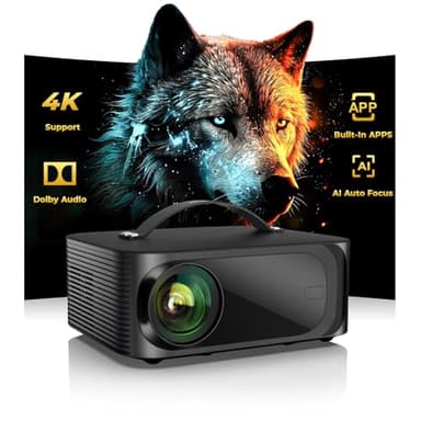 [Official Licensed APPs/1500 ANSI] Outdoor-Projector-4K with Wifi6 and Bluetooth, Smart TV OS & DoIby Audio, Portable Projector with YouTube/PrimeVideo, ONOAYO 1080P Proyector with 300 ''Display