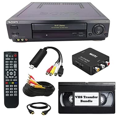 VCR VHS Transfer Bundle for Digitizing VHS Tapes and Converting to DVD w/USB Adapter and Cables