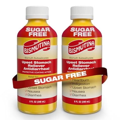 BISMUTINA Bismuth Subsalicylate Liquid,Sugar-Free Over-The-Counter Stomach Medicine for Fast Relief of Nausea, Heartburn, Indigestion, Diarrhea, Gas & More, Liquid Antacid Formula,8 Fl Oz|2-Pack