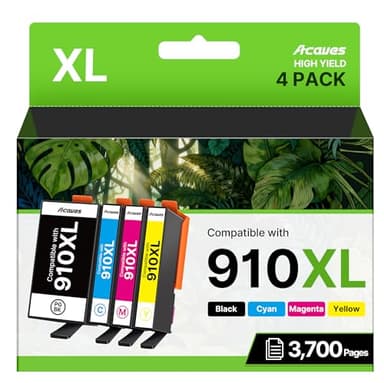 Acaves 910XL Ink Cartridges for HP Printers Compatible with HP 910 Ink Cartridges Combo Pack 910 XL Ink 910XL Black and Color Combo Pack Use with OfficeJet 8020 8025 8035 Printers (4 Pack)