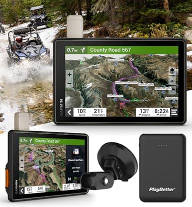 Garmin Tread Overland 8” Powersport Navigator Bundle - High-Performance Off-Road GPS ATV Navigator, Touchscreen Display - Includes PlayBetter Portable 5000mAh Charger