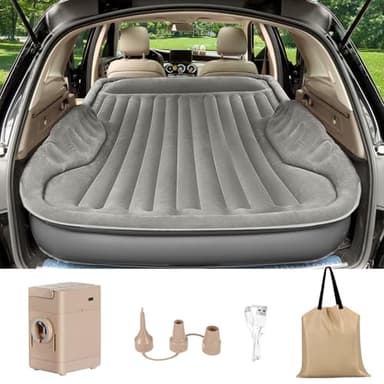 AKUDY Self-Inflating SUV Air Mattress with Built in Electric Pump，car air Mattress with Pillow for Trunk，Portable car Mattress for Travle and Camping, Gray