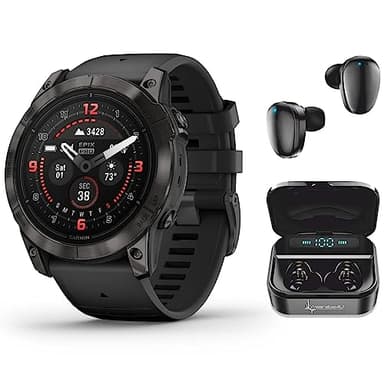 Garmin epix Pro (Gen 2) Sapphire Edition, 51mm, High Performance Smartwatch, Advanced Training Technology, Built-in Flashlight, Black with Wearable4U Black Earbuds Bundle