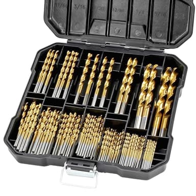 COMOWARE M35 Cobalt Drill Bit Set for Hardened Metal and Stainless Steel, 99Pcs Tri-Flat Shanks High Speed Steel Twist Jobber Metal Drill Bits 1/16"-3/8", with Plastic Index Storage Case
