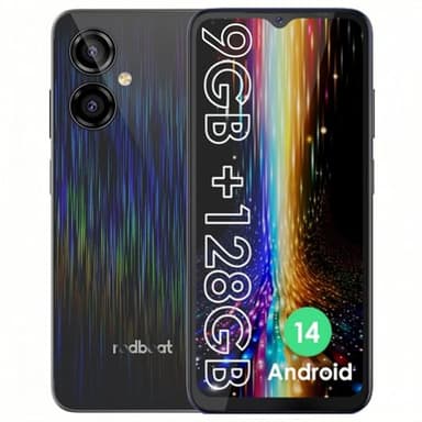 redbeat Unlocked Android 14 Cell Phones, 8-core 1.6GHz Processor 6.52 Inch IPS, 5000mAh, 9GB RAM 128GB ROM Expandable 1TB, 13MP + 5MP Camera, Dual 4G SIM Slots, GPS, Type-C, WiFi, Bluetooth 5.0