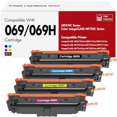 069 069H Toner Cartridge Set MF753Cdw MF751Cdw High Capacity Compatible for Canon 069H Toner for Canon Color ImageCLASS MF750C LBP674C Series LBP674Cdw Printer Ink Black Cyan Yellow Magenta 4 Pack